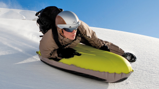 Illustration for article titled Reinforced Runners Ensure This Inflatable Sled Can Survive Icy Terrain